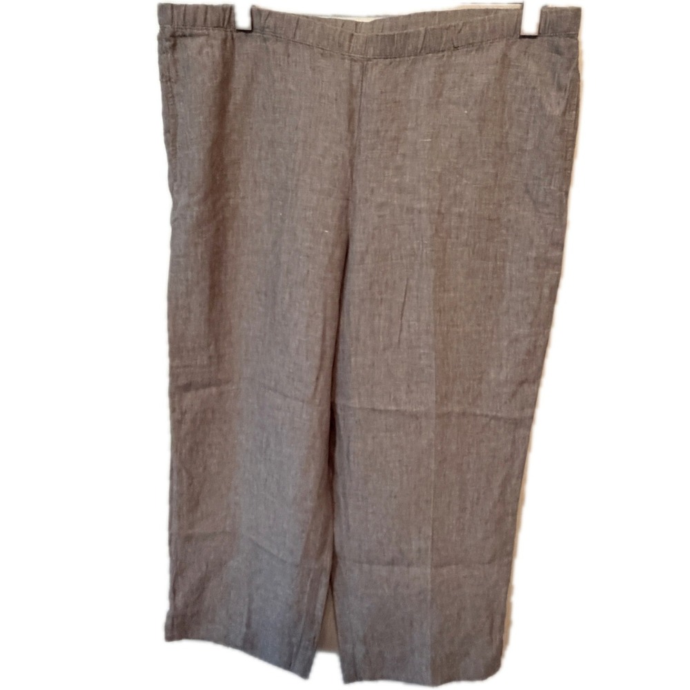 J. JILL Love Linen Grey Wide Leg Crop Pants Size L